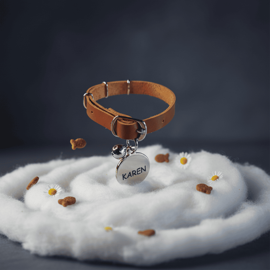 Kalung Kucing Lucu Kulit Asli Custom Nama Stainless Steel Lonceng Keras Aman untuk Kitten Dewasa