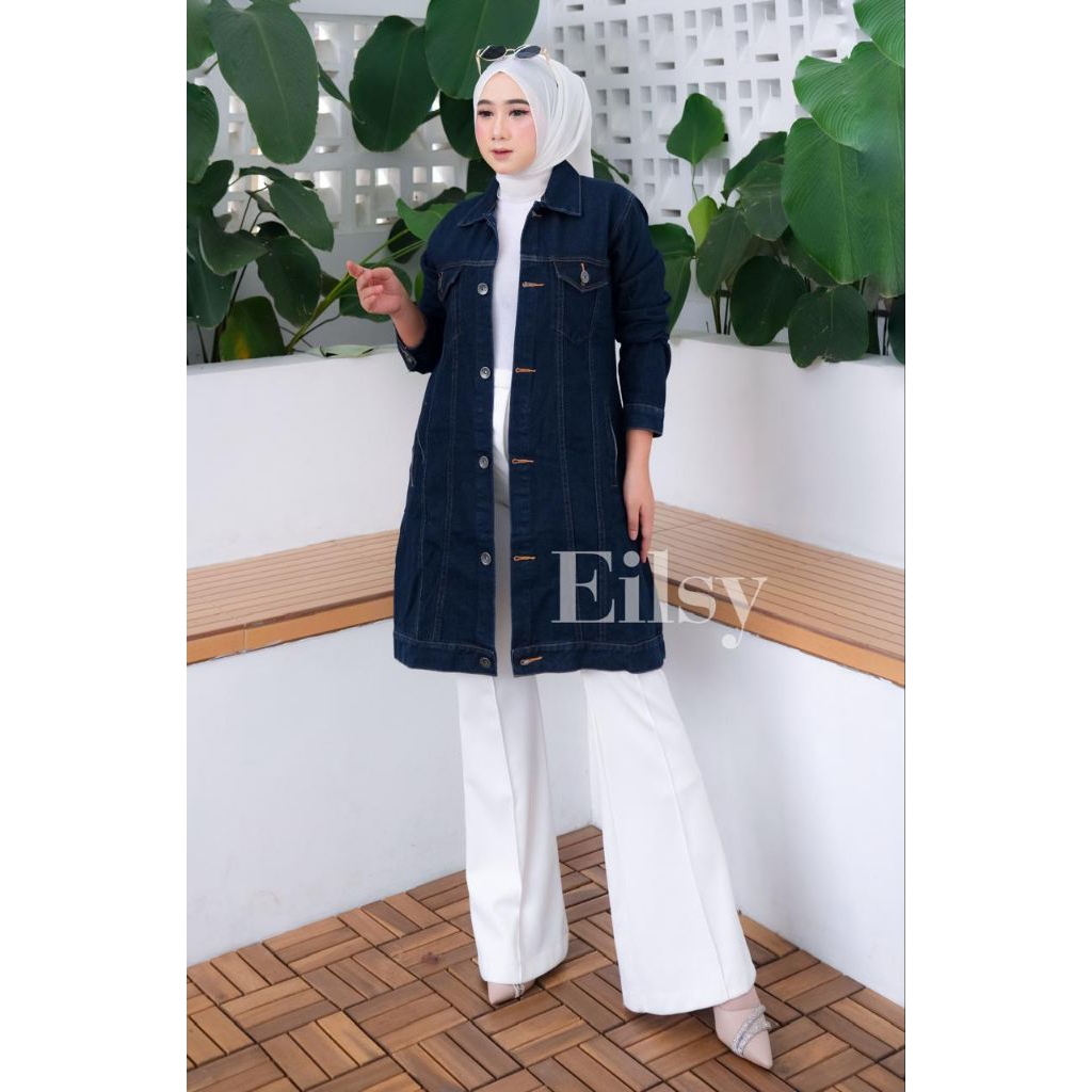 Jaket Jeans Wanita Jaket Tunik Denim Jaket Mantel