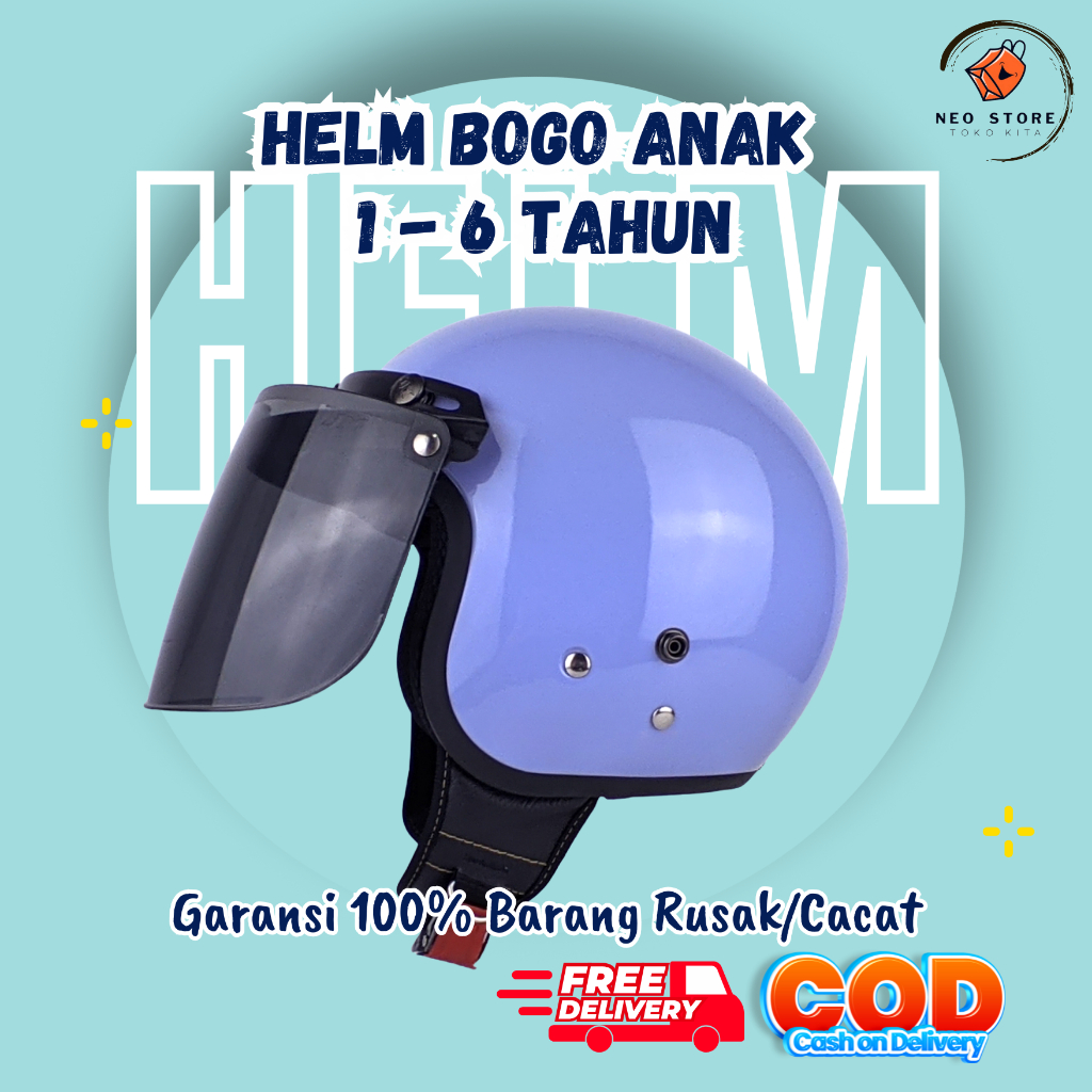 Helm Anak Lucu Retro Bogo – Helm Motor Anak Terfavorit Usia 2-6 Tahun
