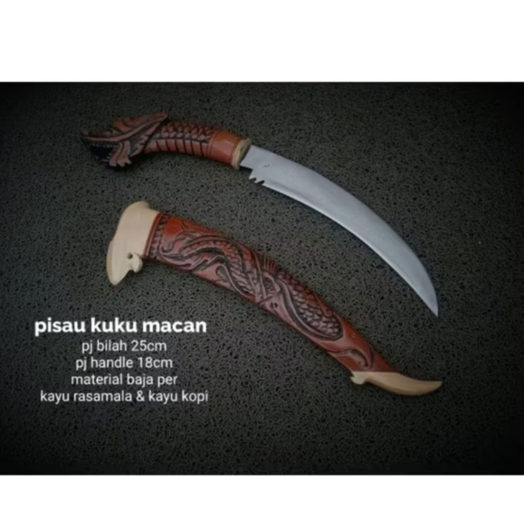 Pisau antik pisau karambit kukucurit motif ukiran naga