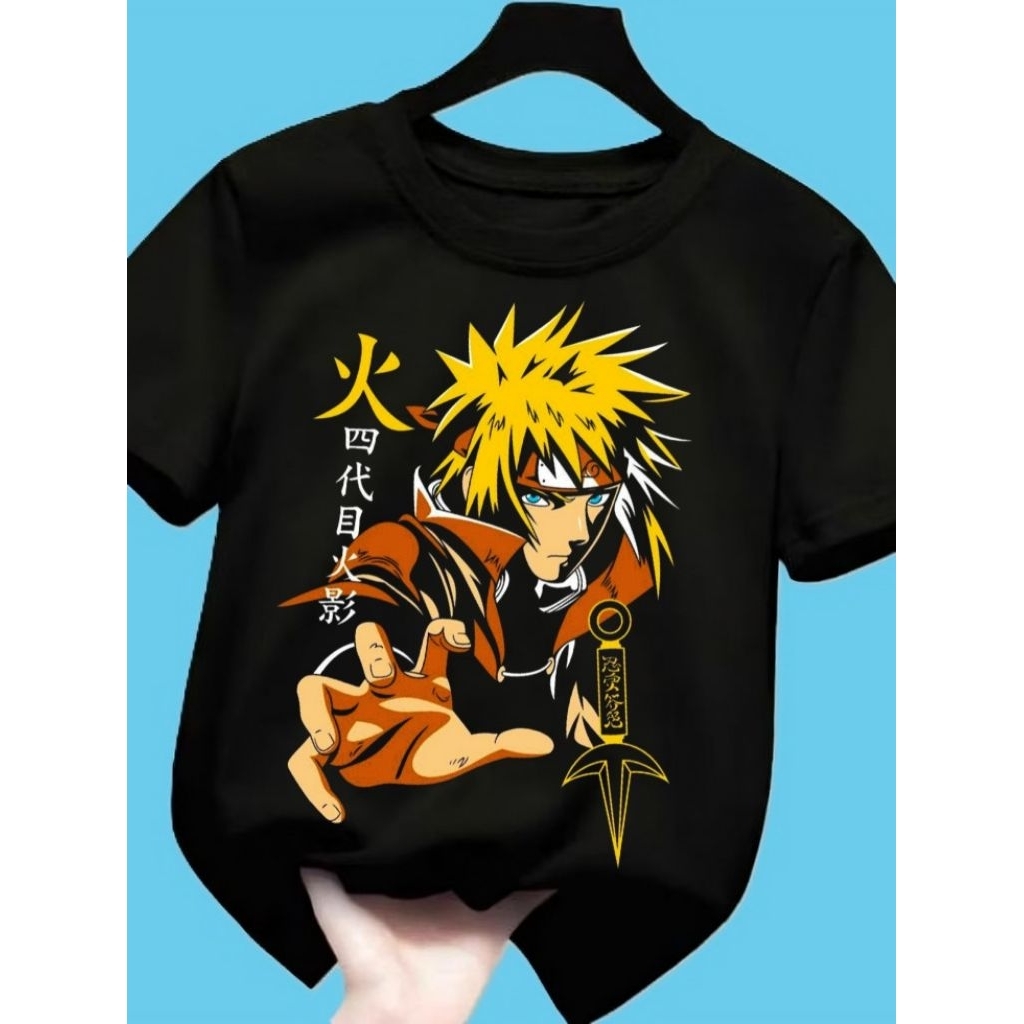 Naruto baju kaos anak motip Minato