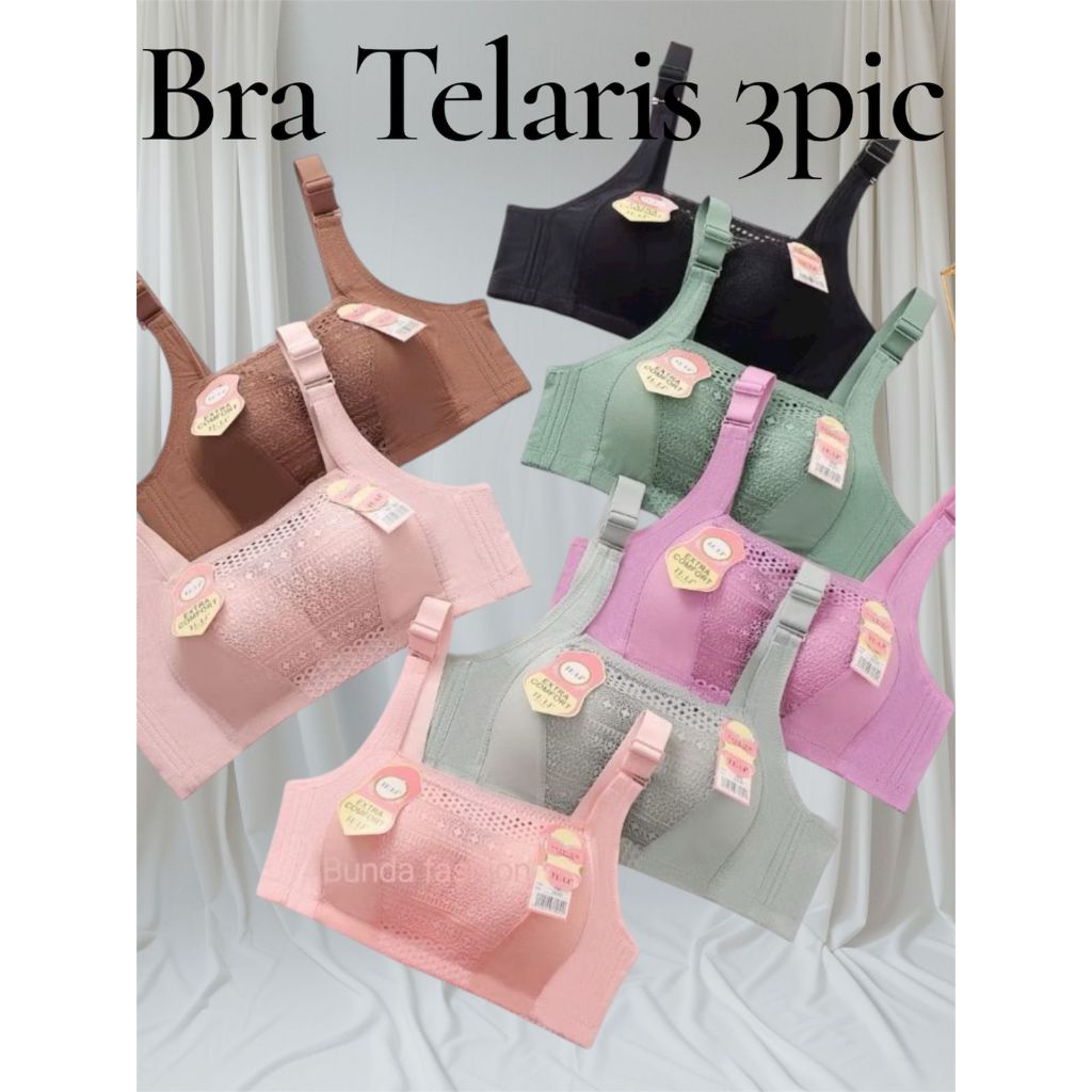 3 Pcs Bra Kemben Tiana Teli Twineery Hanabra Toyazi 701 Kait 4 Cup Besar Tanpa Kawat Nyaman