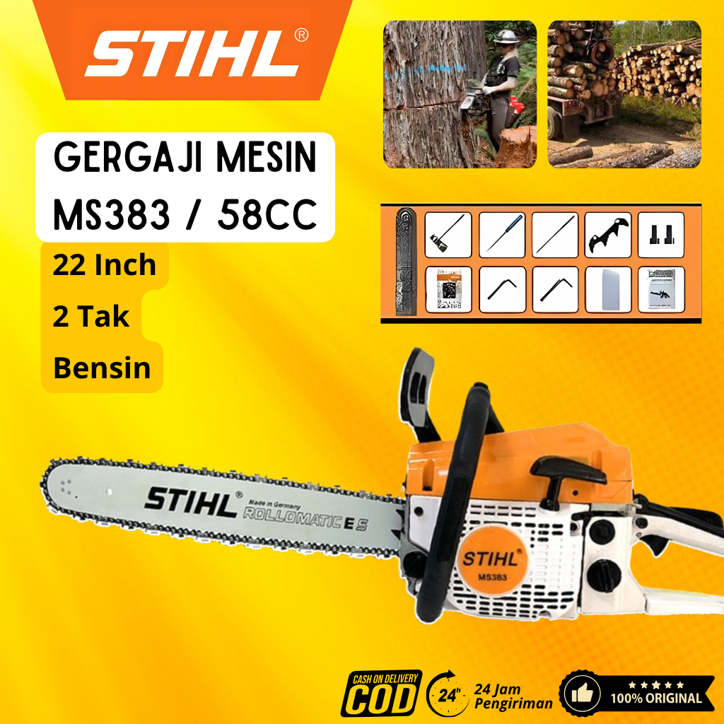 Gergaji Mesin Potong Kayu STIHL 58CC 22 Inch Sinso Gergaji 2Tak Tipe Bensin Mesin Chainsaw Potong Ka