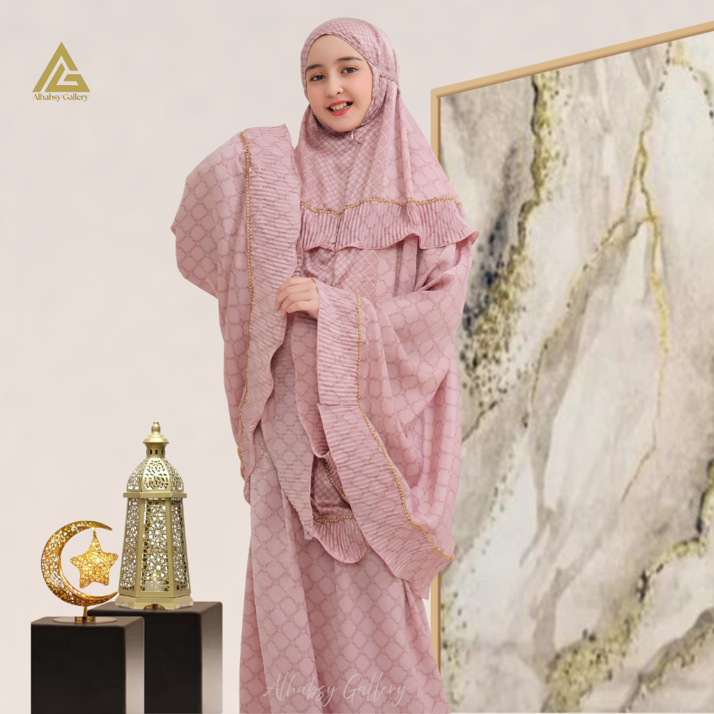 Alhamdulillah - Mukena Anak Perempuan 2in1 Santorini Rumput Laut Kids Series Alhamdulillah