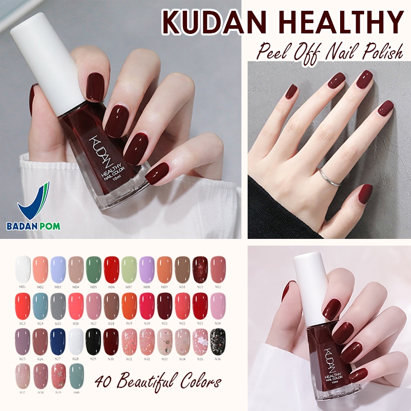 ZenaBeauty - [HARGA GROSIR] KUDAN Nail Polish 10ml BPOM – Kutek Halal Peel Off 40 Warna
