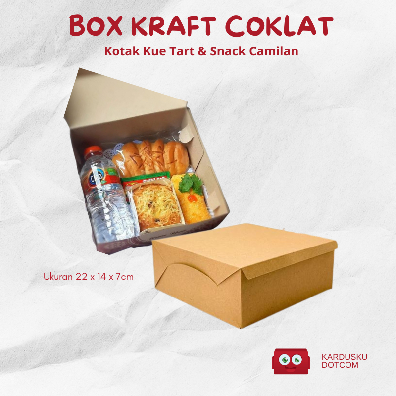 Box Kue Kraft Coklat Kotak Katering 22 x 14 x 7cm Box Cemilan Dus Makanan Kotak Jajan Dos Nasi Kotak