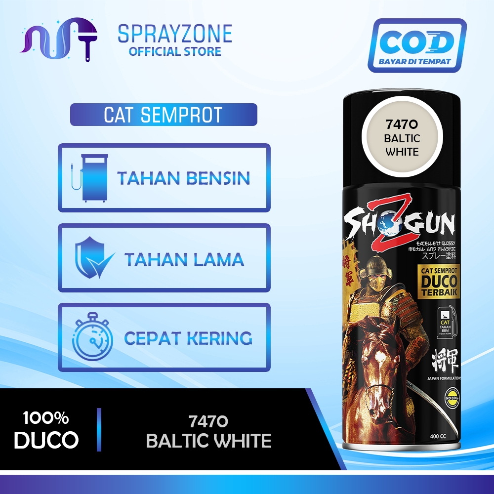 CAT PILOX  Shogun Z Baltic White 7470 - Cat Semprot Warna Putih Tulang Solid Tahan Bensin