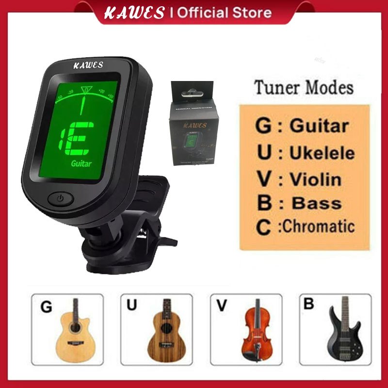 KAWES Gitar Akustik Tuner Ukulele Tuner Alat Musik Bass Tuner Digital Clip-on  Stem Gitar Digital / 