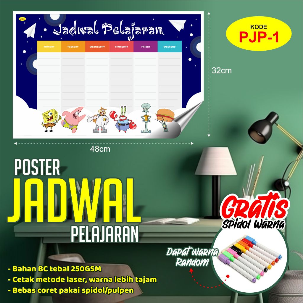 Poster jadwal pelajaran, jadwal kelas