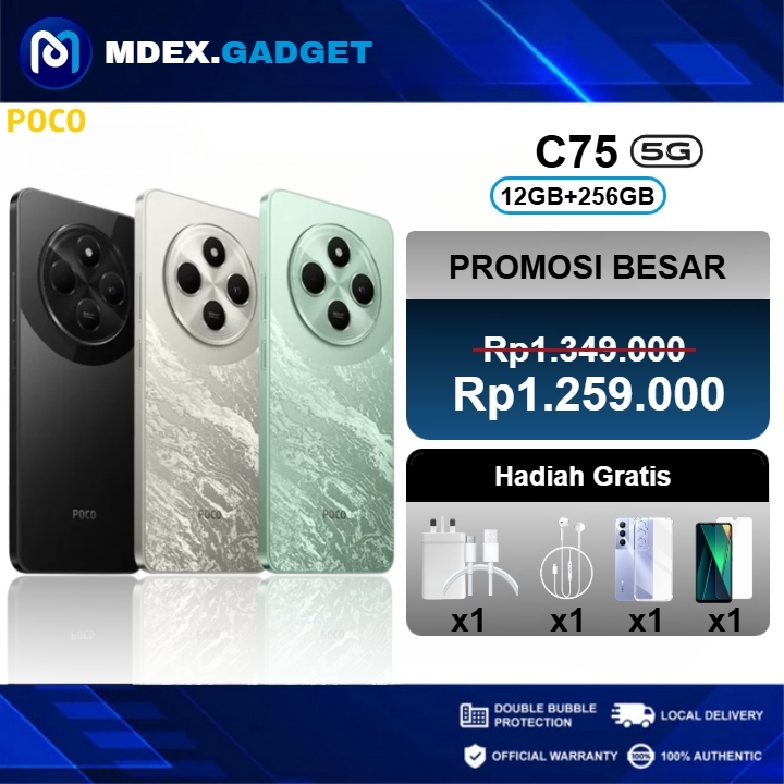 POCO C75 (8GB+256GB) Layar 6,88 inci 120Hz l Helio G81-Ultra l Kamera ganda AI 50MP yang jernih I Ba