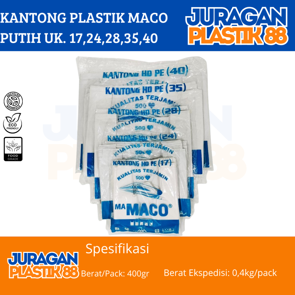 Kantong Plastik Kresek Putih Susu Tebal Ukuran 17 24 28 35 40 / MACO Kantong HD PE Kresek Putih Susu