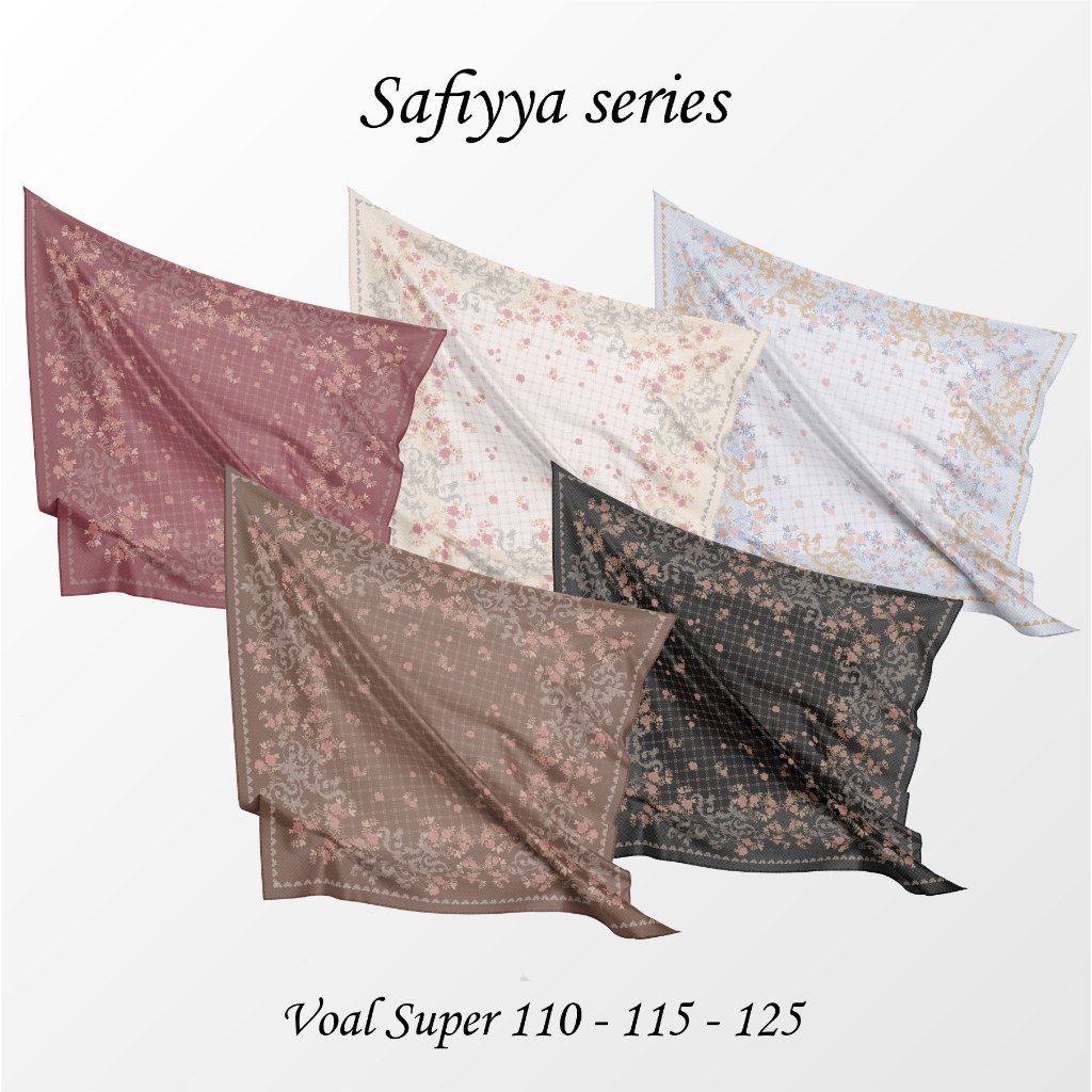Hijab printing SAFIYYA kain voal super jasa cetak hijab segi empat kerudung muslimah