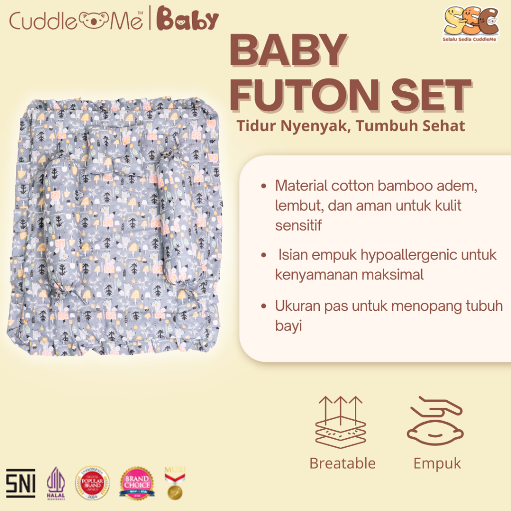 Matras Kasur Tempat Tidur Bayi Cuddleme Futon Set Bantal Guling Empuk Lembut