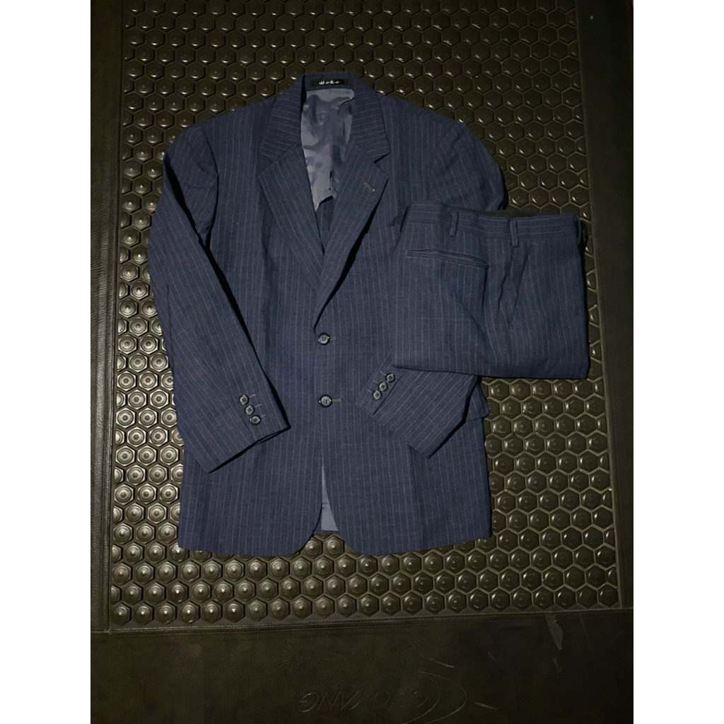 SETELAN BLAZER JAS CELANA MEWAH JEANS DENIM HOKO BIRU SALUR BRANDED