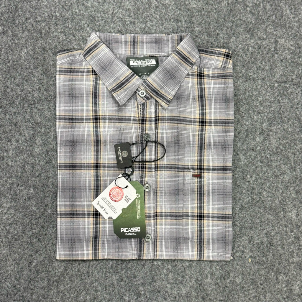 Kemeja picasso oringan lengan pendek katun original