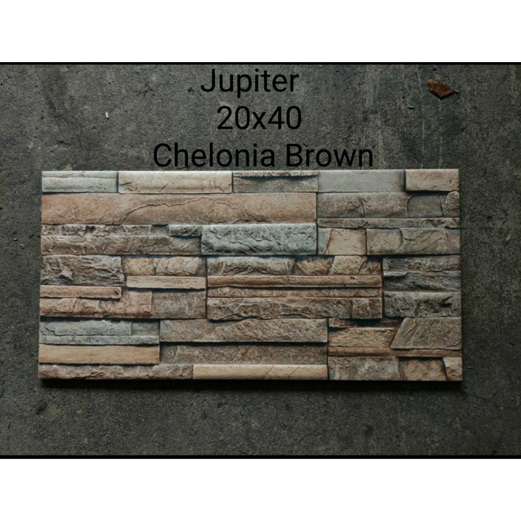 20X40 JUPITER KERAMIK DINDING TERAS TEMBOK PAGAR KASAR CHELONIA GLADSTONE CORAZON BROWN GREY MODEL B