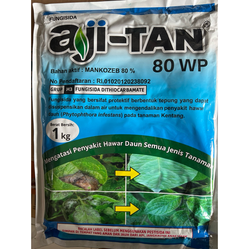 Fungisida Dithiocarbamate Mankozeb 80WP Biru 1kg AJI-TAN