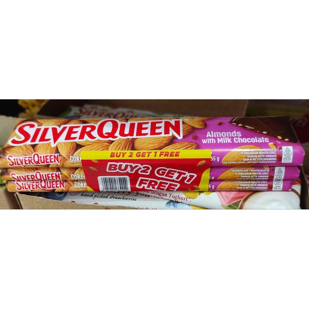 BUY 2 Get 1 free cokelat Silverqueen Silver Queen almond 55gr
