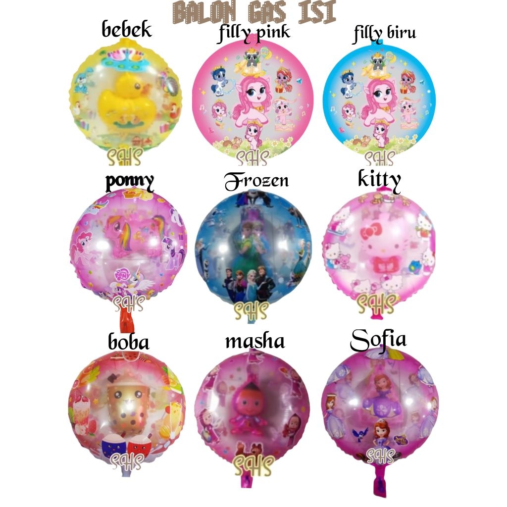 BALON GAS KARAKTER ISI KARAKTER 1PAK ISI 50 PCS