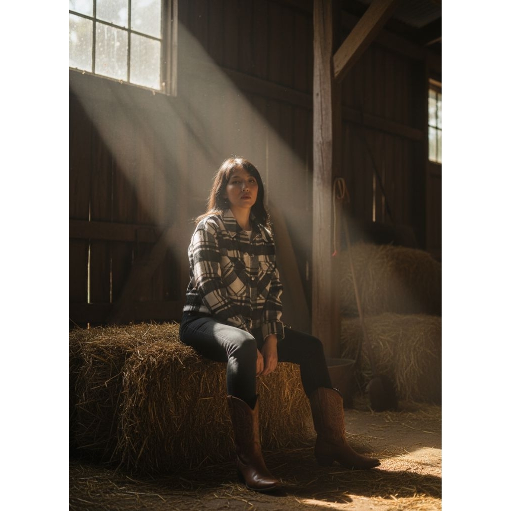 Jacket outer casual import White black Plaid korea style hitam putih kotak