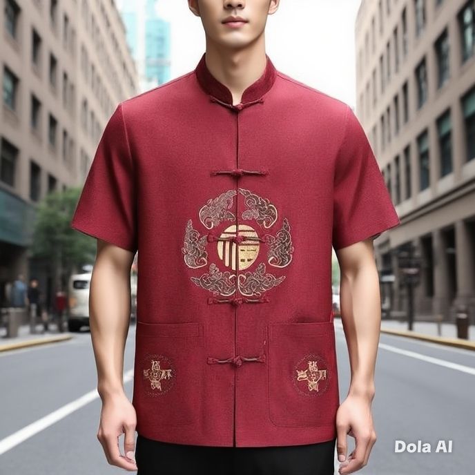 Chinese New Year Sale Baju Cheongsam Pria Baju Tradisional Kemeja Formal Baju Imlek Pria Bordir Koin