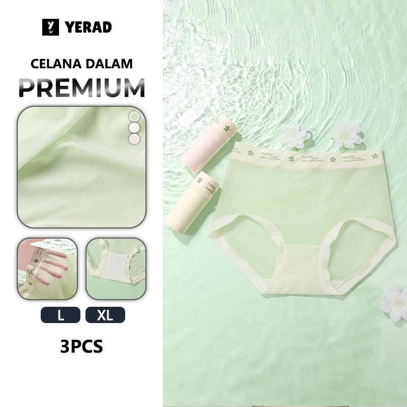 (Indonesia Stock) YERAD 7A (3Pcs) Celana Dalam Wanita Antibakteri Asam Polilaktat Aroma Melati Tanpa