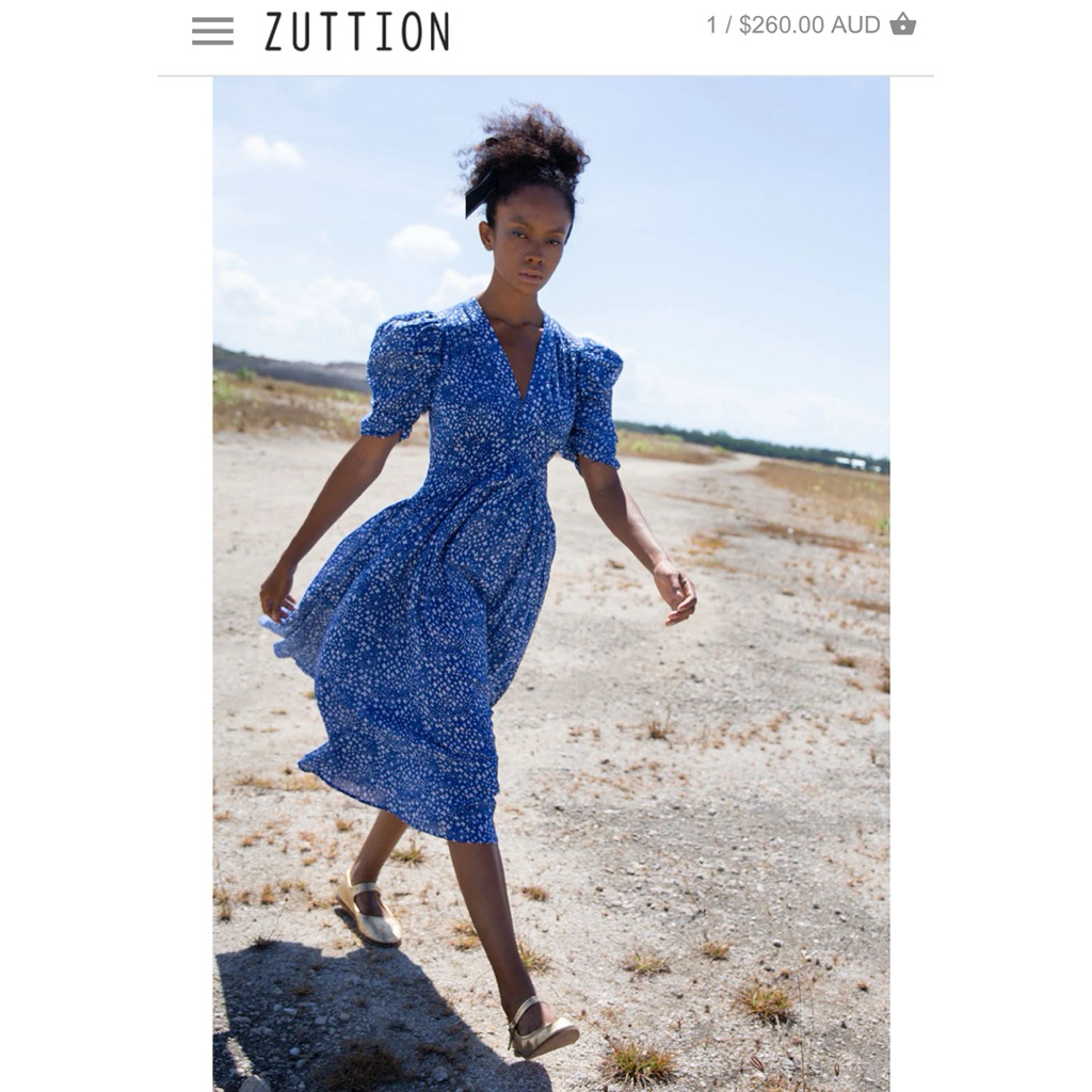 The story Of Dress -  TSO-QARA CROSS DOT INDIGO MIDI DRESS