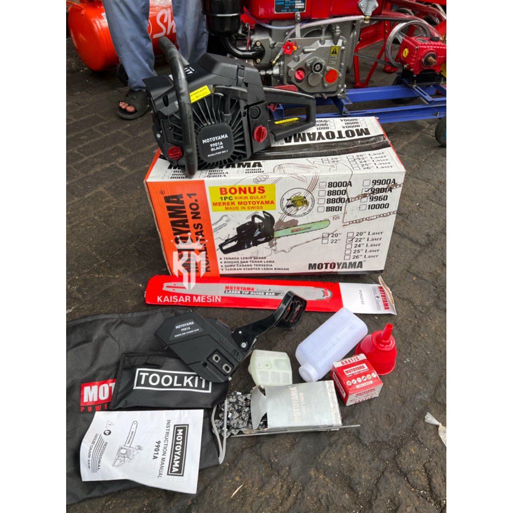Mesin Chainsaw Sinso Motoyama 9901 Bar 22 Inci