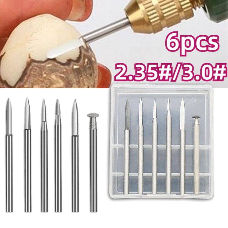 6PCS Mata Bor Kayu Kecil 2,35MM 3MM Untuk Ukiran Kayu, Ukiran Akar, Ukiran Kernel, Dll, Alat Listrik