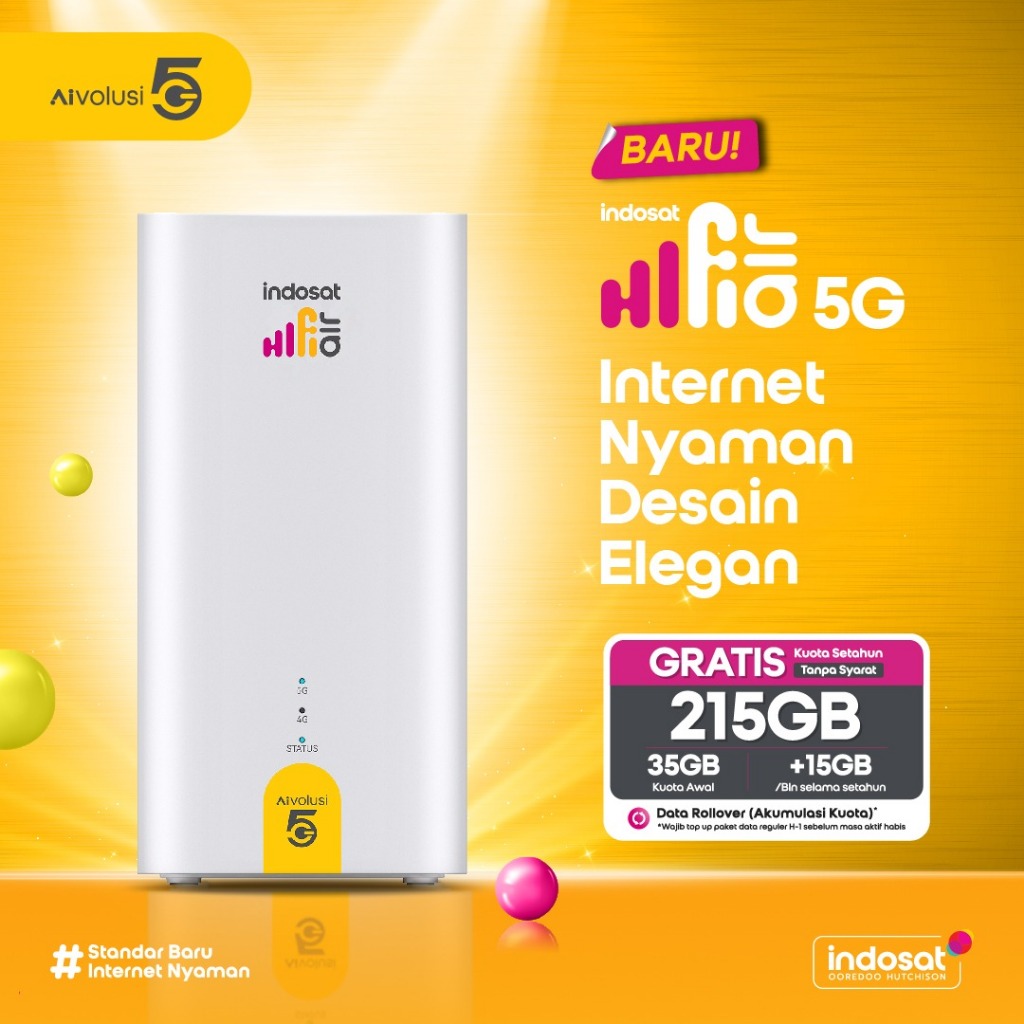 Indosat Hifi Air 5G H2 Huawei Brovi H153-381 Modem 5G Hifi Air Free 215GB 1th