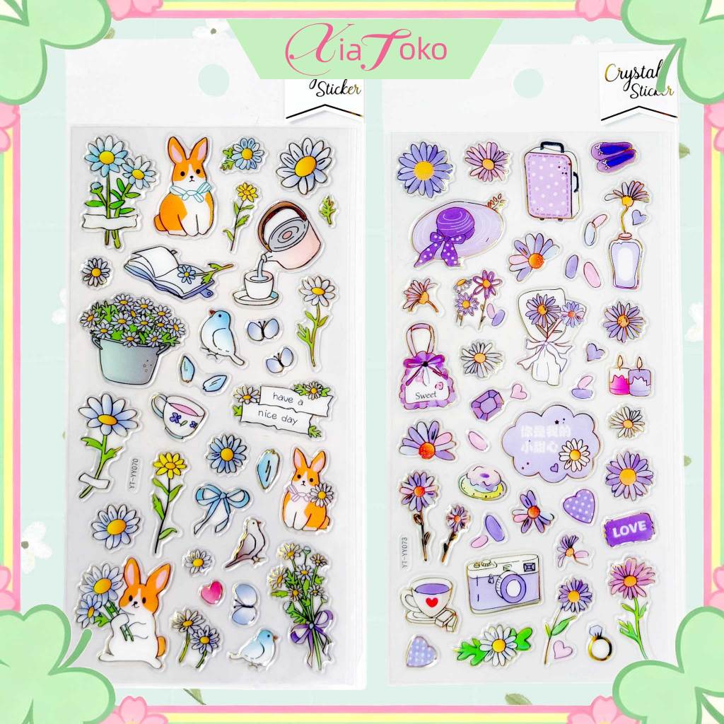 3D Stiker Flower Sticker Aesthetic Waterproof Decor DIY Scrapbook Laptop Buku Journal Planner Koper 