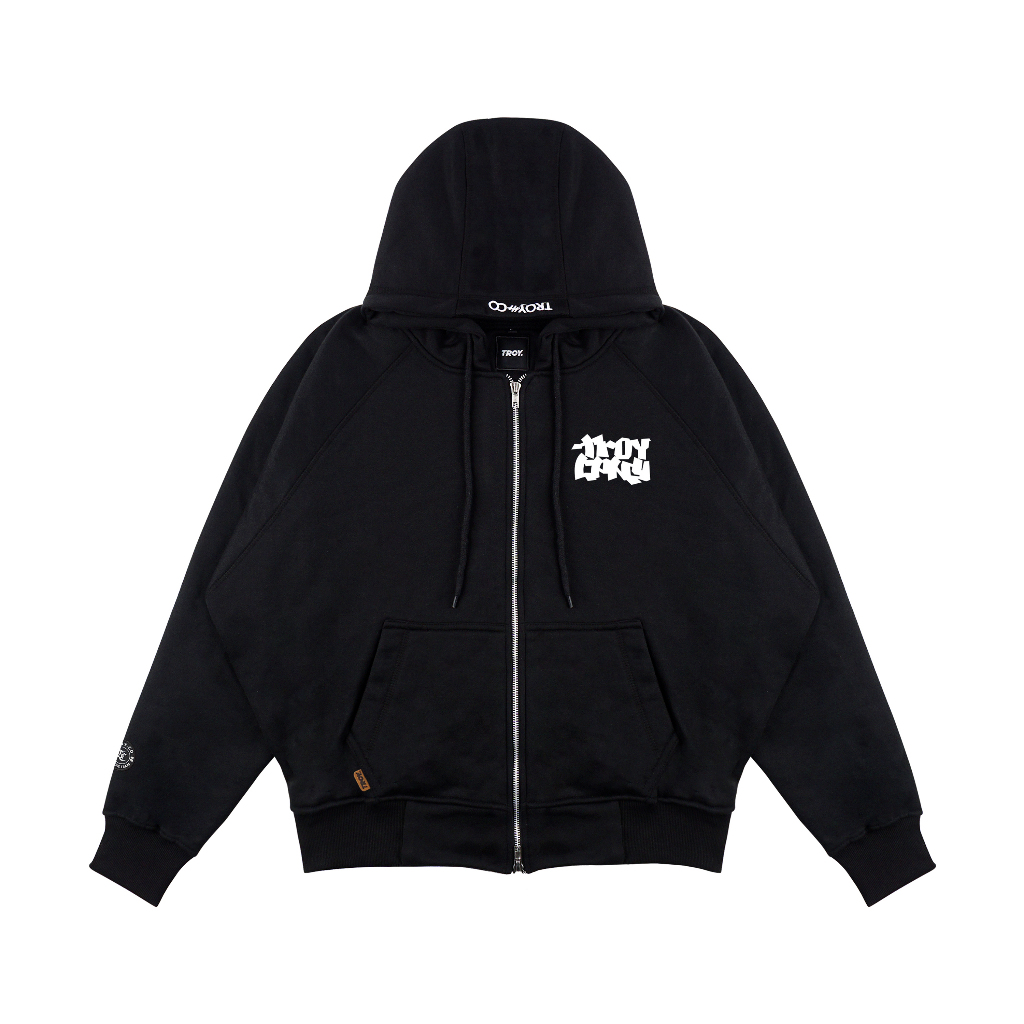 Troy Company Hoodie Boxy Double Slider Zip Black Skatehoulette - Hoodie Zipper Hitam ZDSH 3380