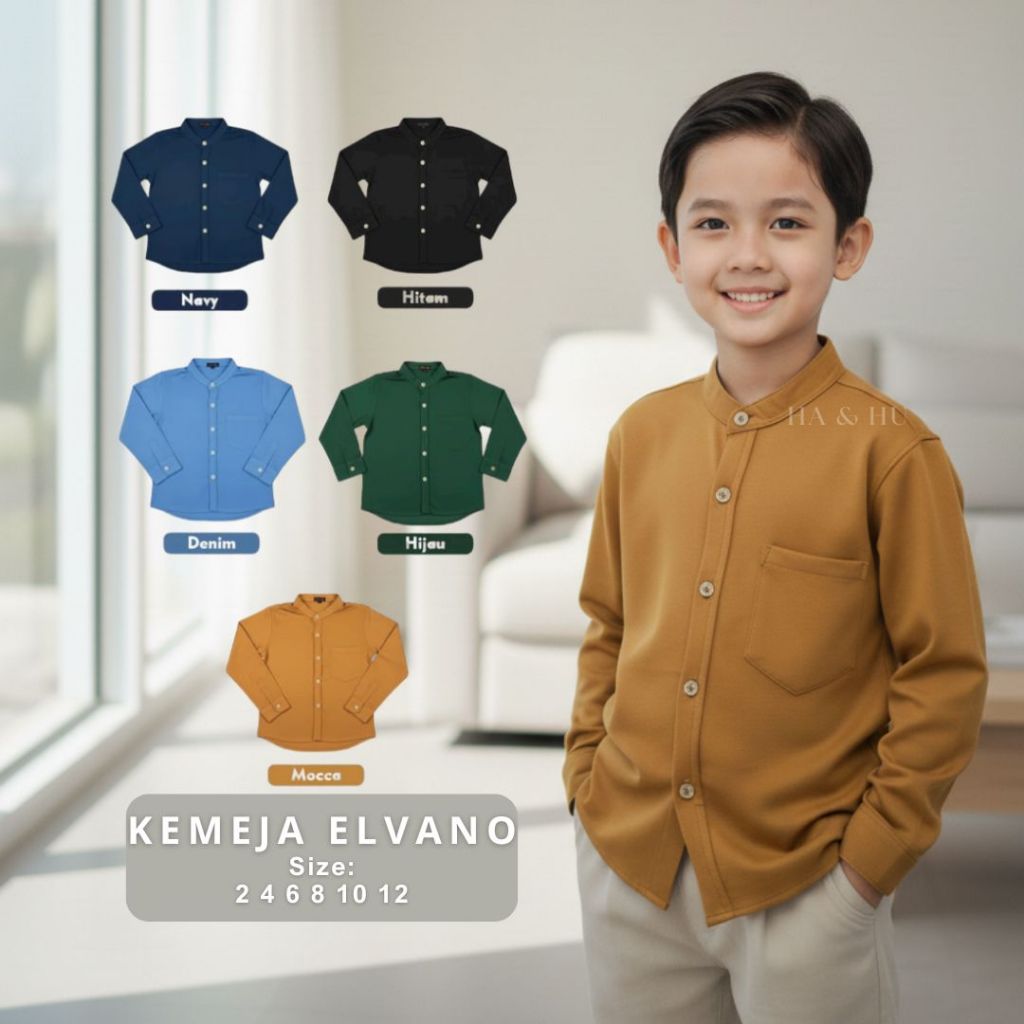 Kemeja Anak Laki-laki Elvano Usia 1-12 Tahun Baju Kemeja Anak Laki Laki Premium Atasan Anak Terbaru