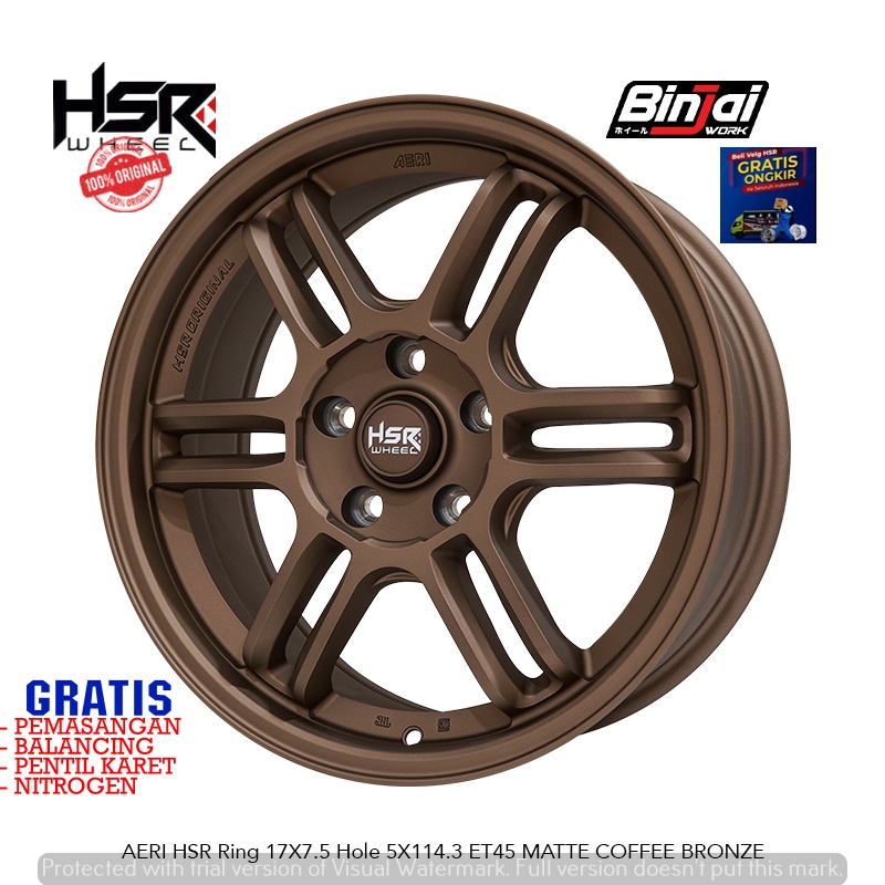 Velg Mobil Ring 17 Matte Bronze HSR Diskon HSR AERI R17 free ongkir