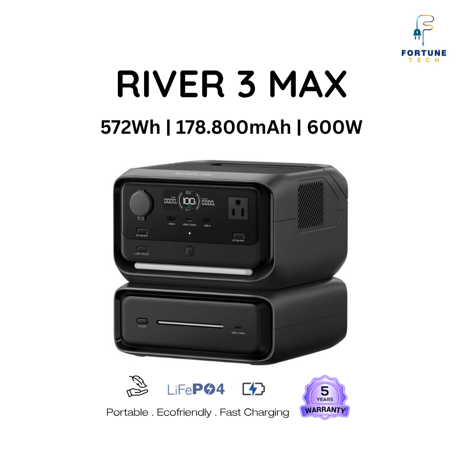 Ecoflow RIVER 3 Max Portable Power Station 572Wh 600W Professional UPS