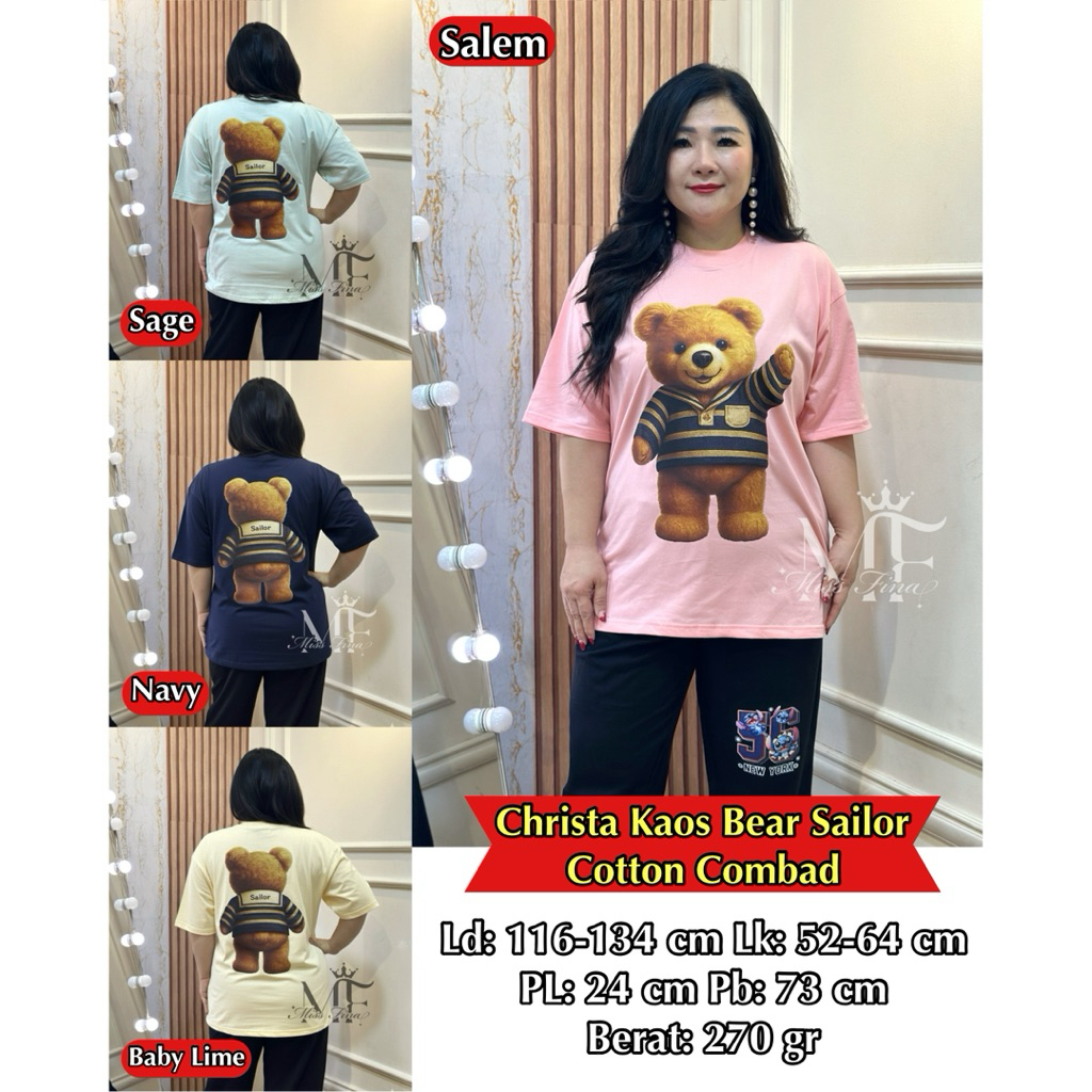 FINA BIGSIZE - ( CHRISTA KAOS WANITA BIG SIZE ) KAOS PENDEK WANITA JUMBO BIGSIZE