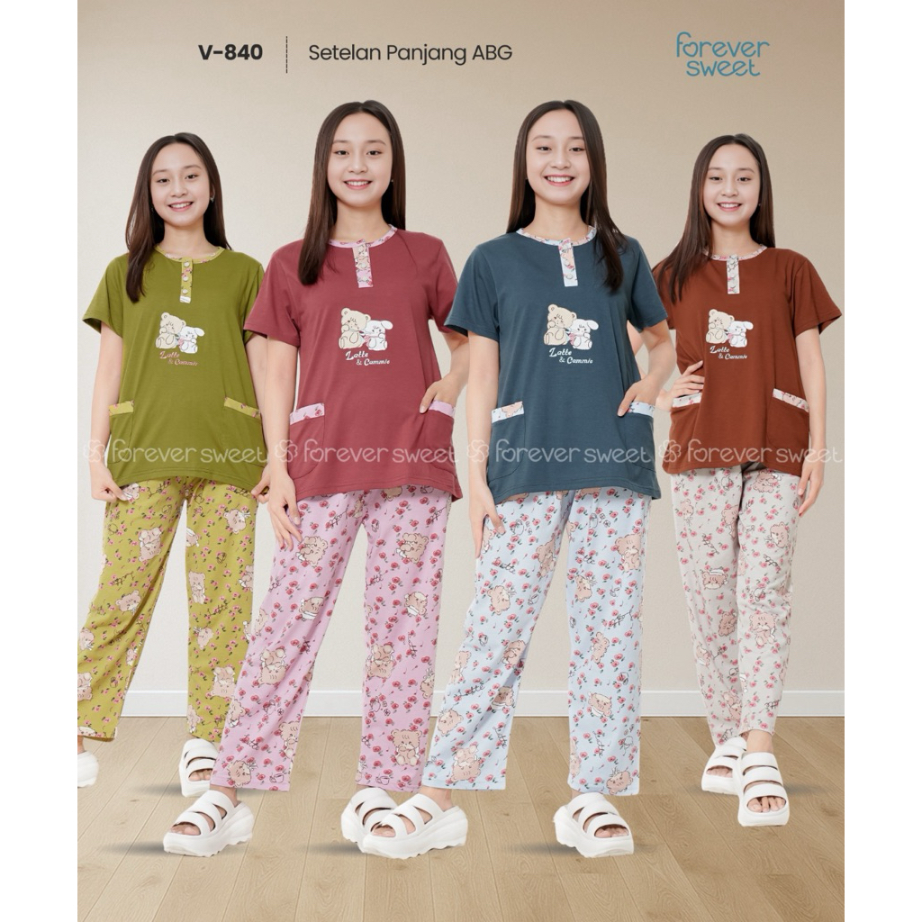 Termurah Forever Sweet CP ABG Baju Tidur Anak Perempuan Piyama Celana Panjang Anak ABG Forever Sweet