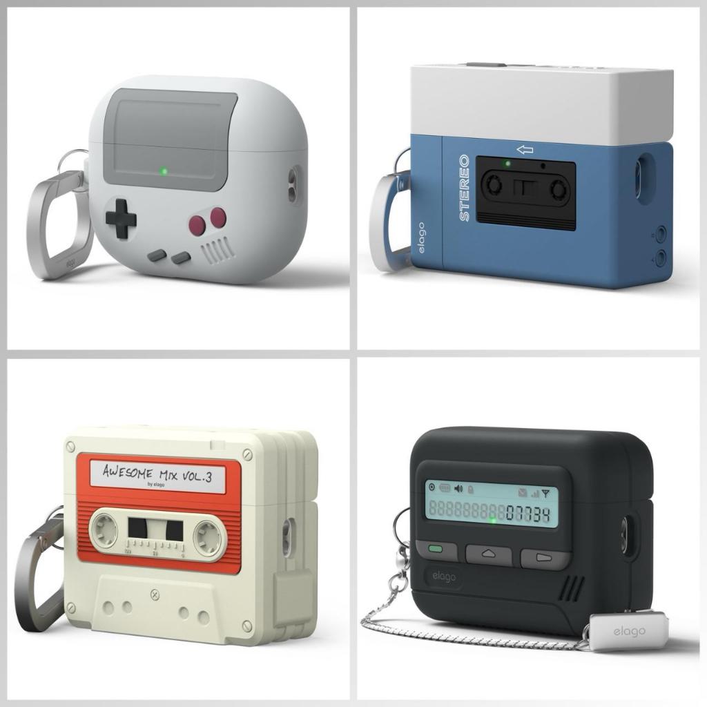 Elago Airpods Pro 3 Case Cover Silicone Protection Game Console Cassette Tape Cassette Player Pager 