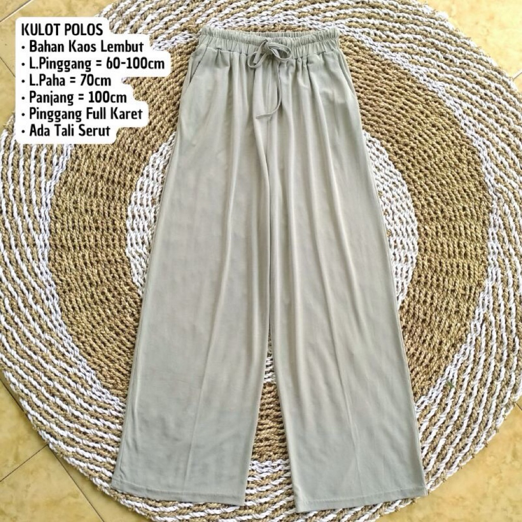 celana kulot panjang sage green