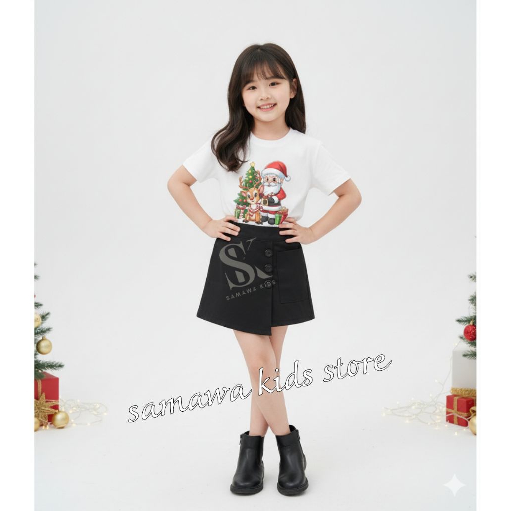 setelan rok celana dan baju natal anak perempuan usia 1-12 thn