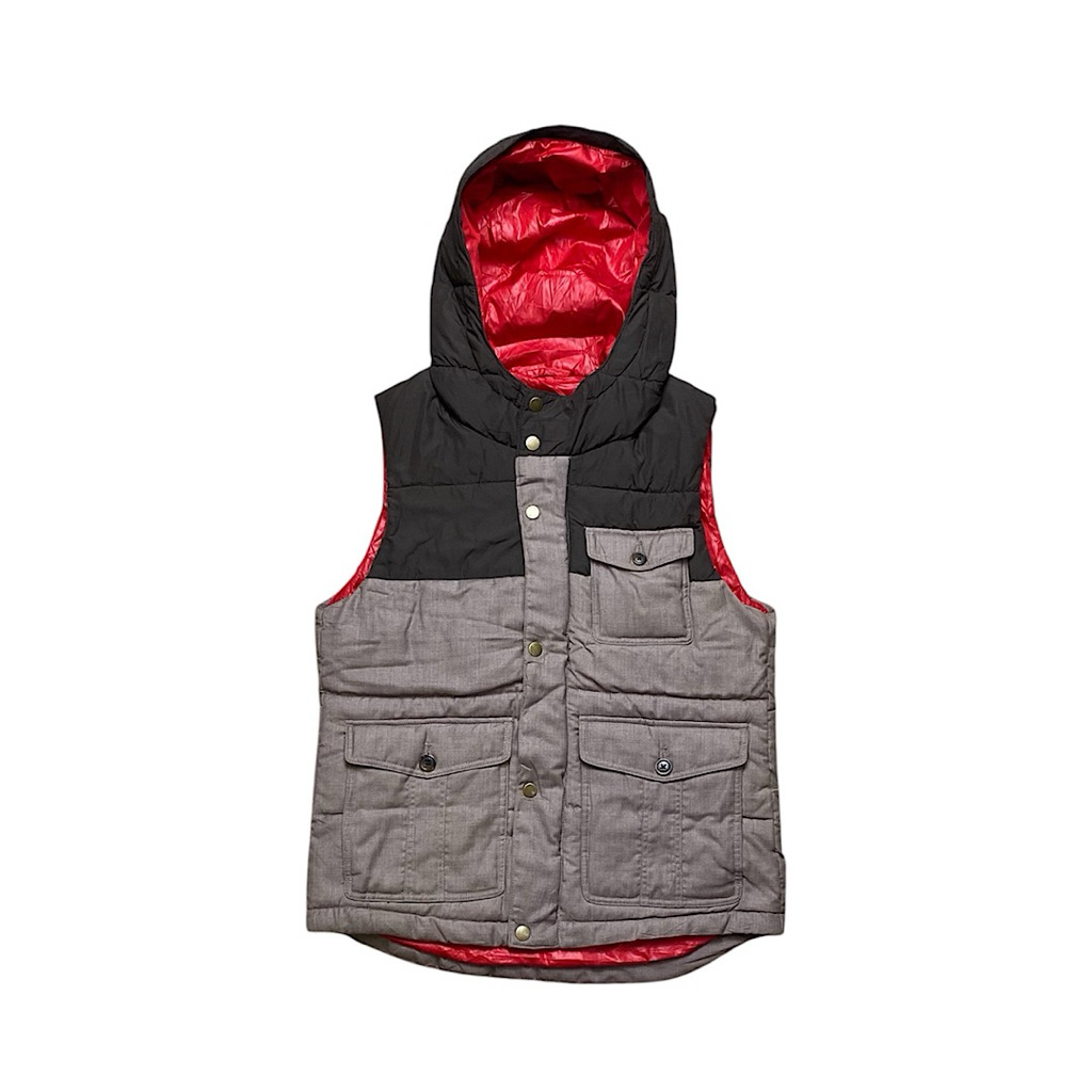 Gu dual tone hoodie puffer vest rompi second