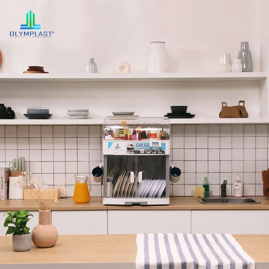 Rak Piring Olymplast OKS / Lemari Dapur Plastik / Olymplast Kitchen Station Abu-Abu