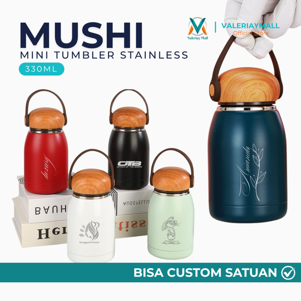 Tumbler Termos Mini Premium Stainless 330ml Custom Nama UV Print Corporate Logo Gambar Hampers Suven