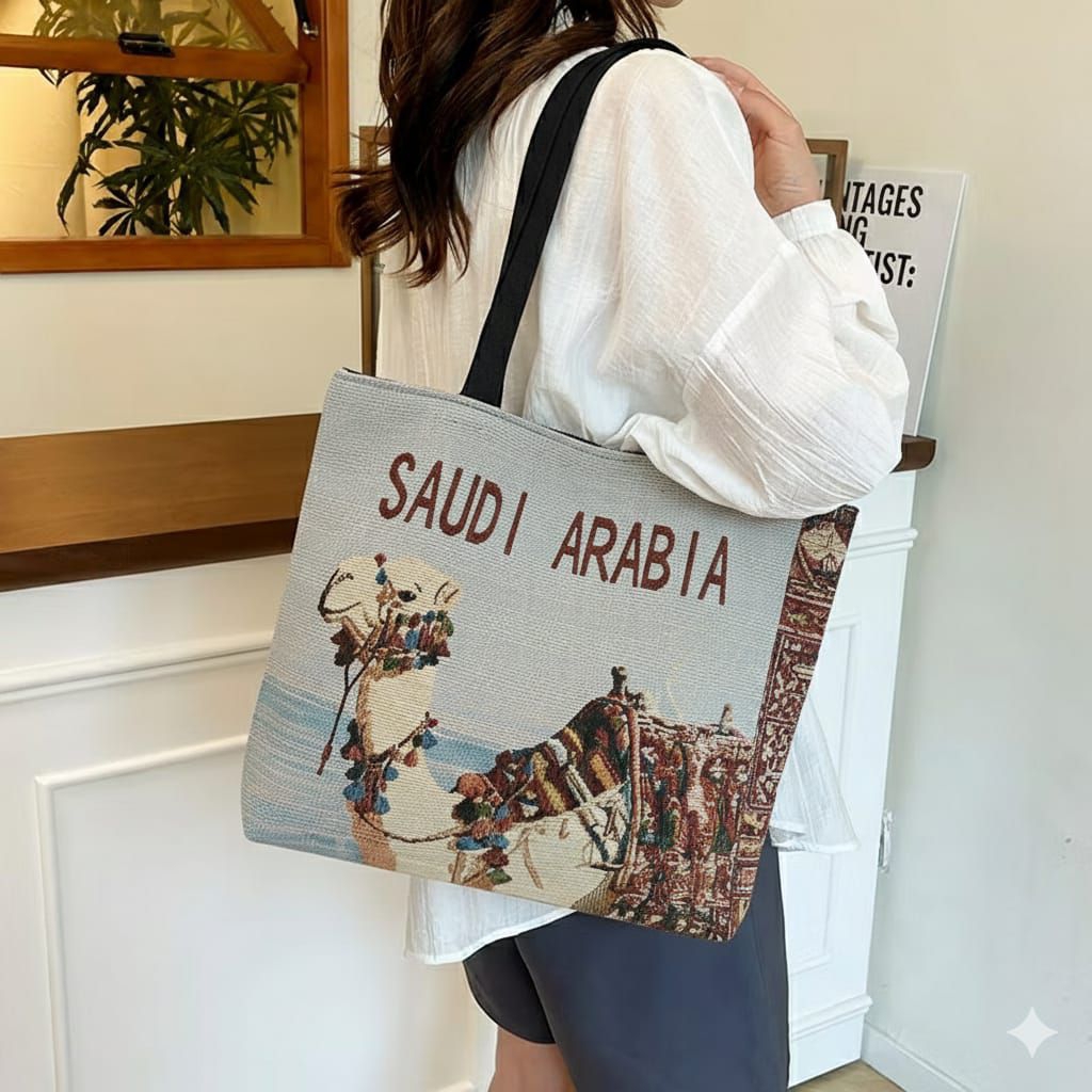 Totebag Tas Kanvas Suvenir Tote Bag Hadiah Oleh Oleh Shoulder Bag Jalan Jalan Mekkah Arab Madinah Ju