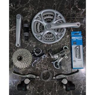 Groupset Silver Shimano 3 X 8 Speed C201 Original Cassete Ulir Drat Federal MTB Sepeda Lipat Balap M