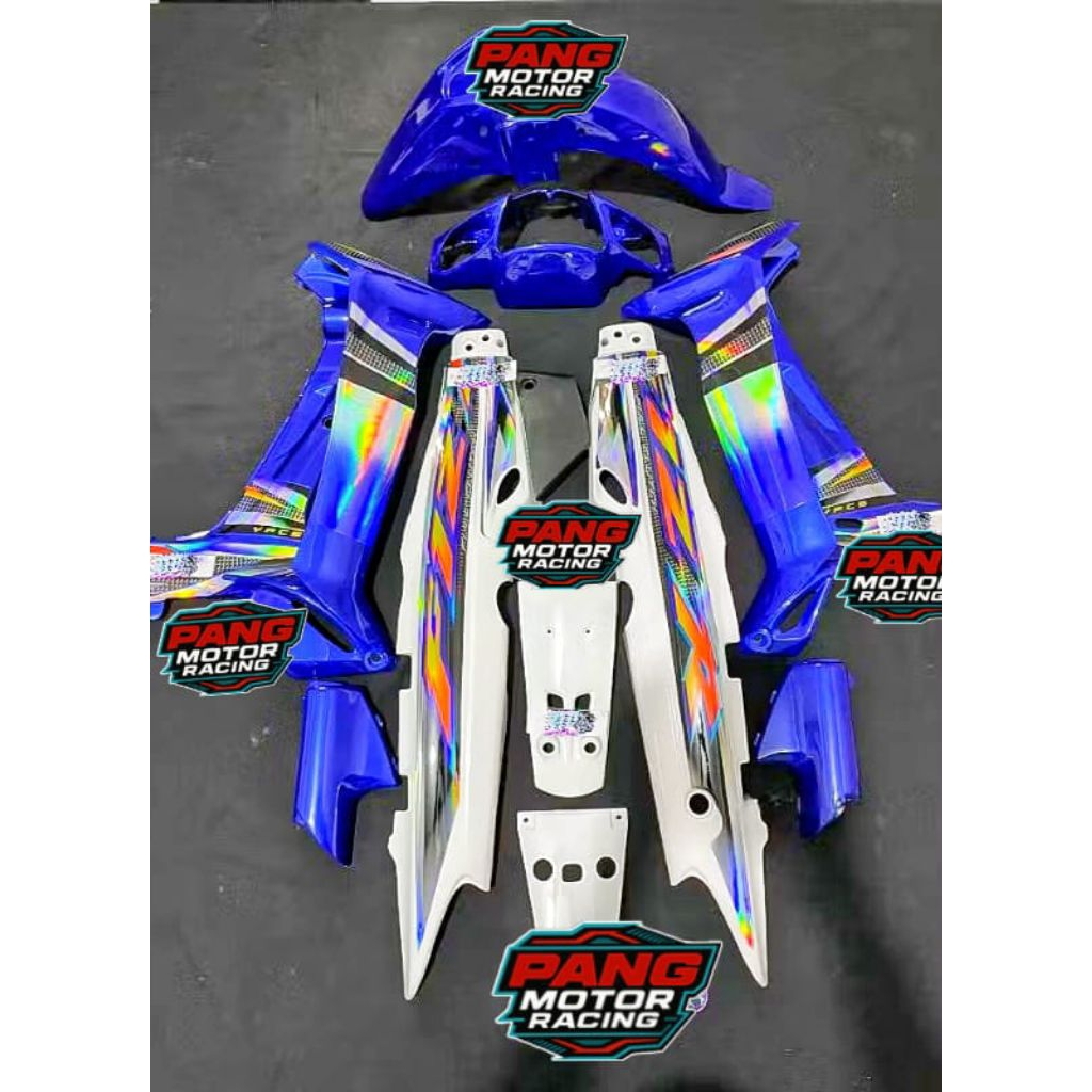 Body set Fiz r Biru Putih 2004 Custom Striping Hologram Body Halus Fulset FIZ R Biru Putih STRIPING 