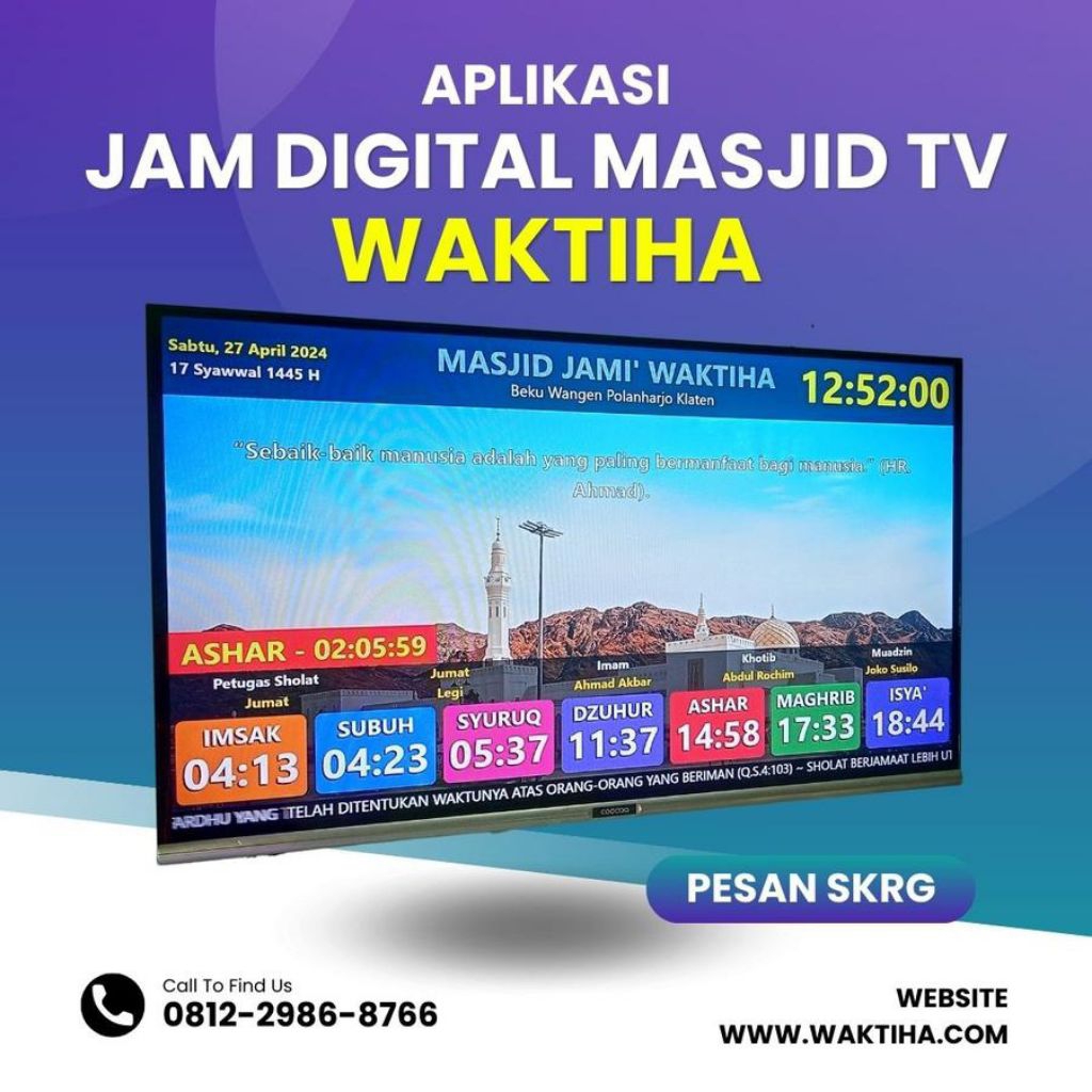 aplikasi jam digital masjid display TV