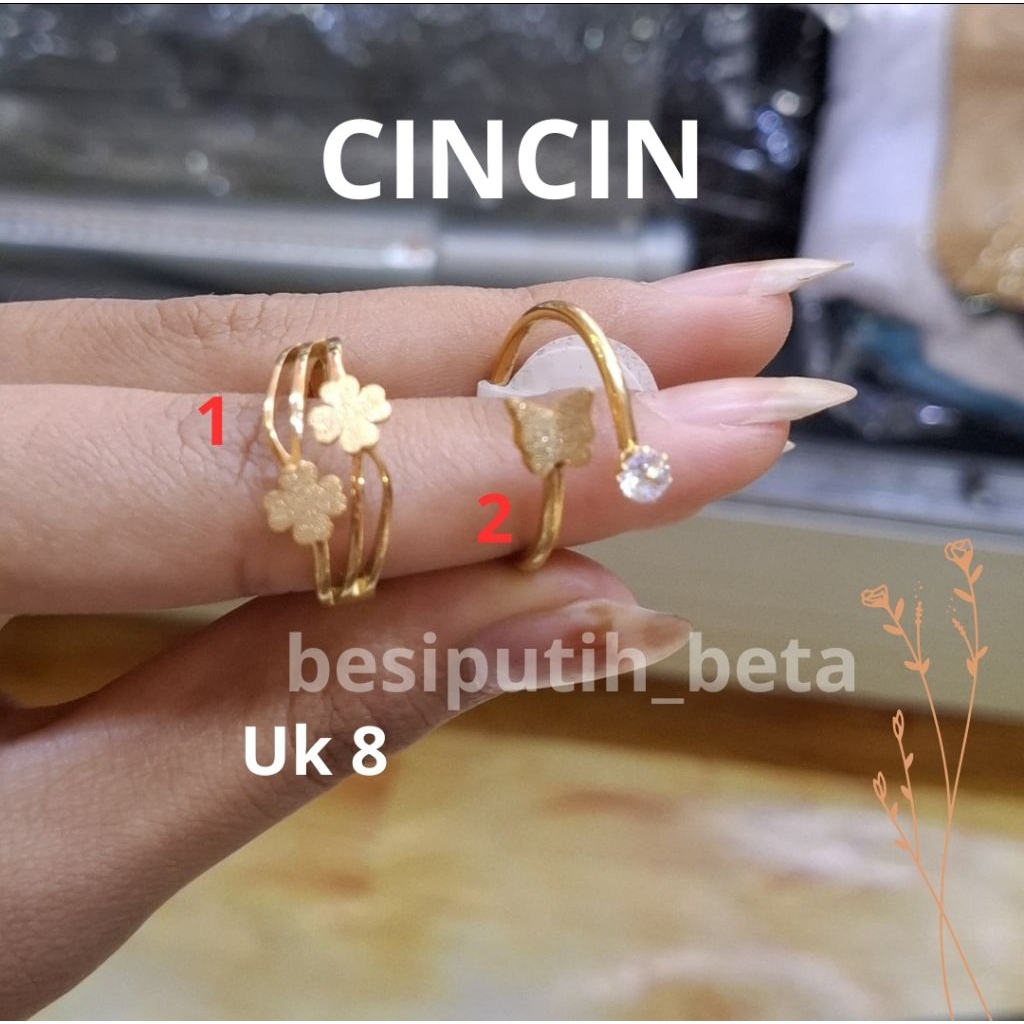 cincin besi putih ambon sepuh kuning /besi putih asli