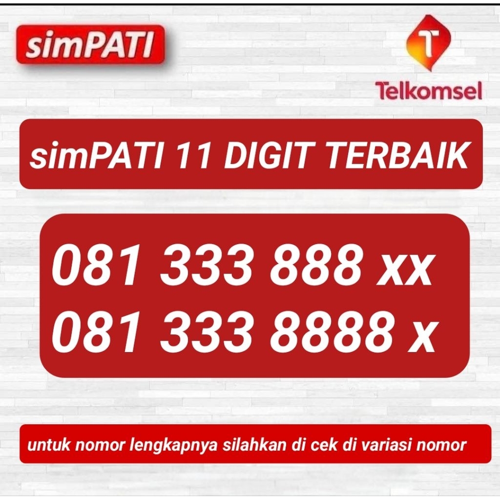 NOMOR CANTIK TELKOMSEL 081 333 888 xx KARTU PERDANA TELKOMSEL - NOMOR CANTIK SIMPATI