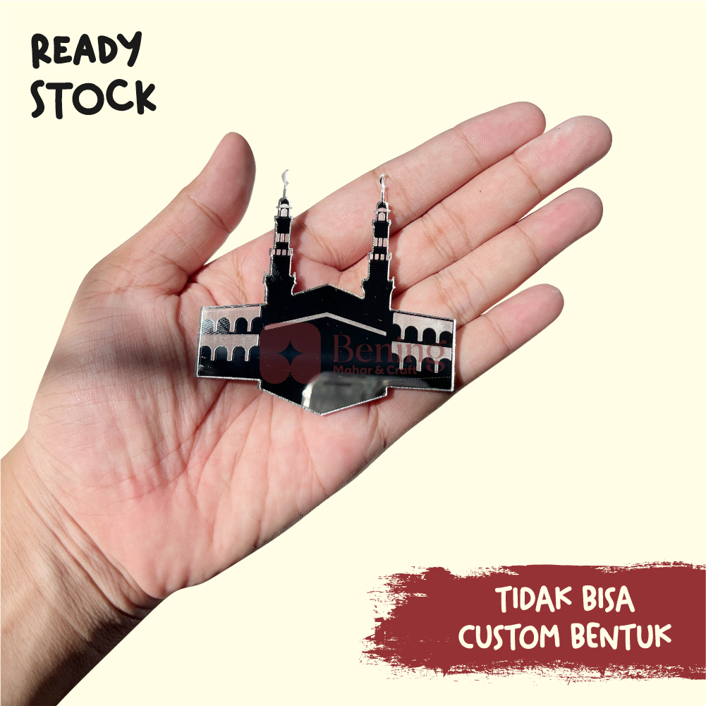 Ka'bah Siluet Mini Acrylic Mirror Scrapbook/Hiasan Mahar MASJIDIL HARAM KA'BAH Ornament Pernik Dekor
